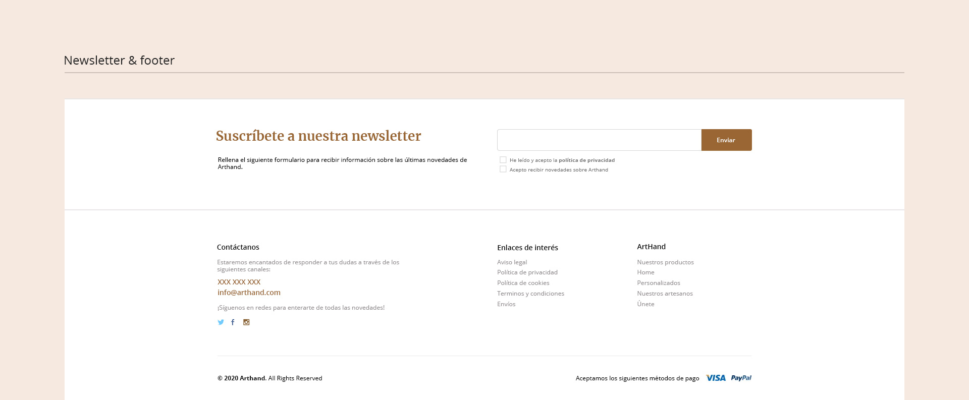 Newsletter and footer
